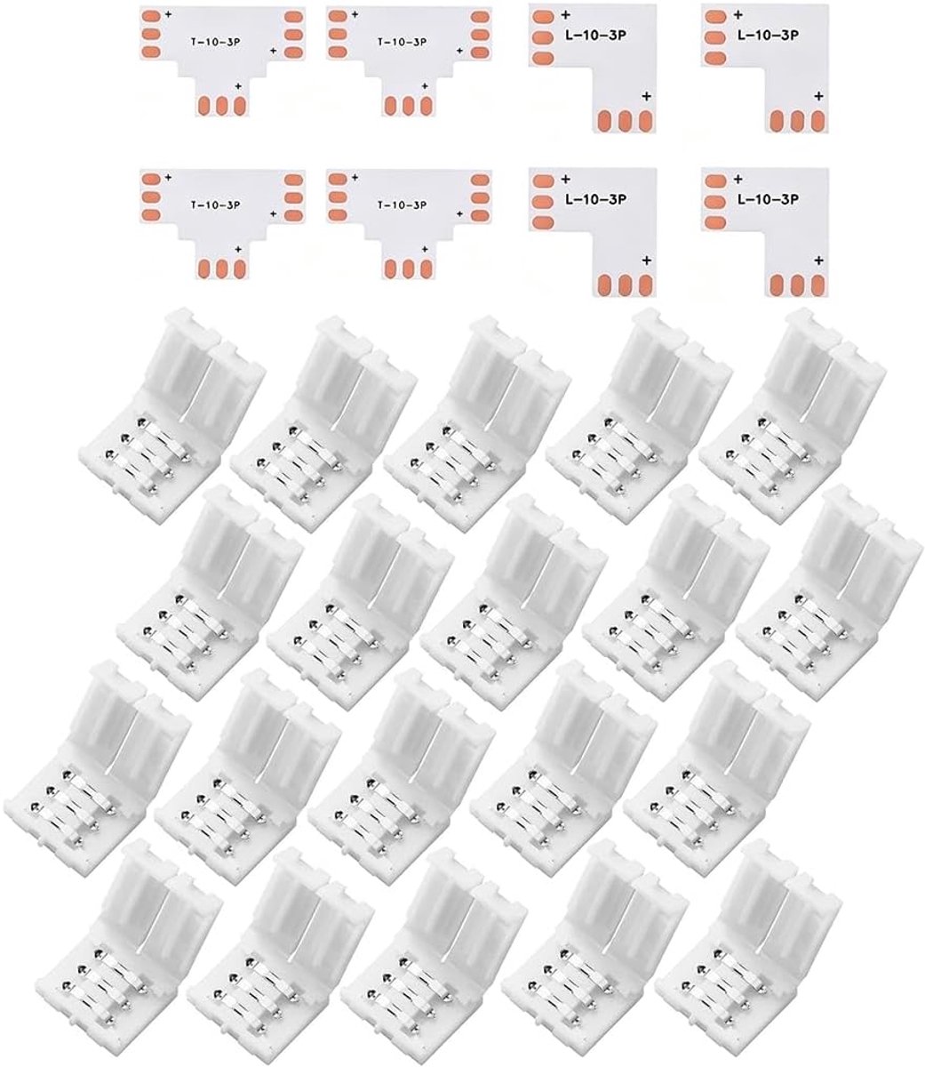 Ledstrip-connectorset 28-delig - universele ledstripconnector 8 mm en 10 mm - zonder solderen - ShopVlot