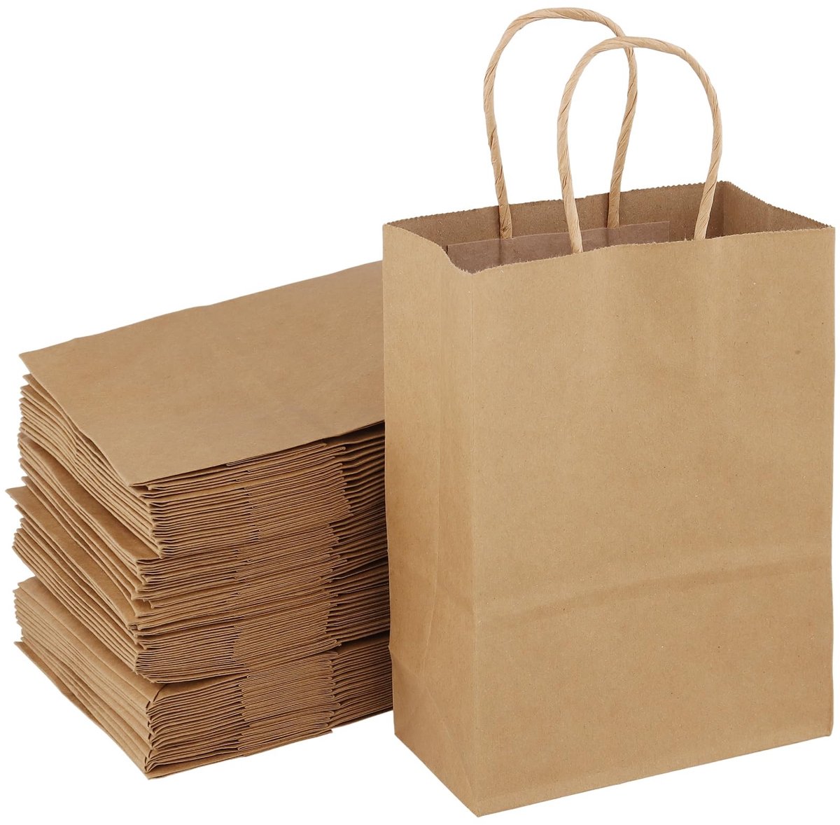 Solidchoice - 100 Stuks Bruine Papieren Zakjes met Handvat