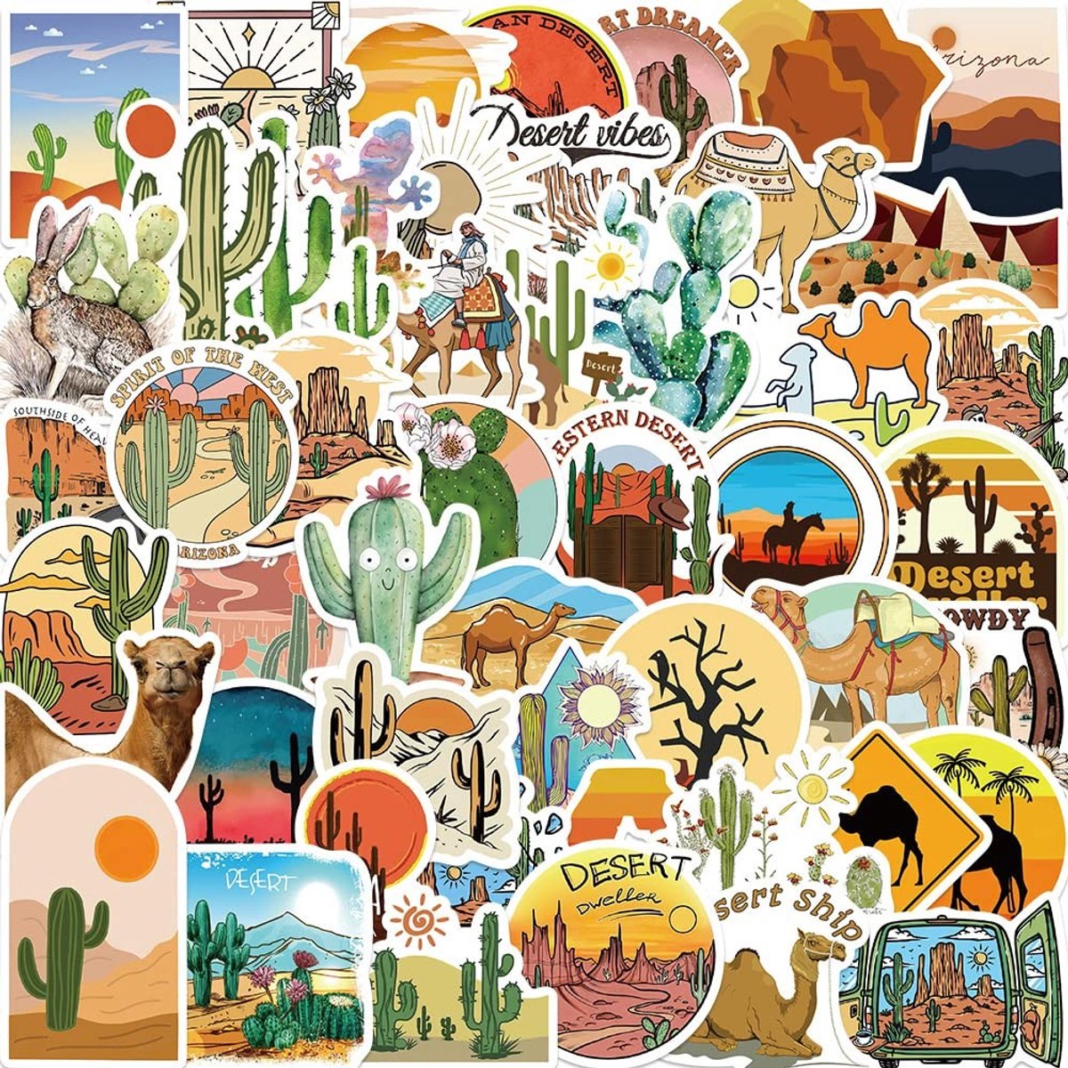 Solidchoice - Set van 50 Waterdichte Vintage Vinyl Stickers