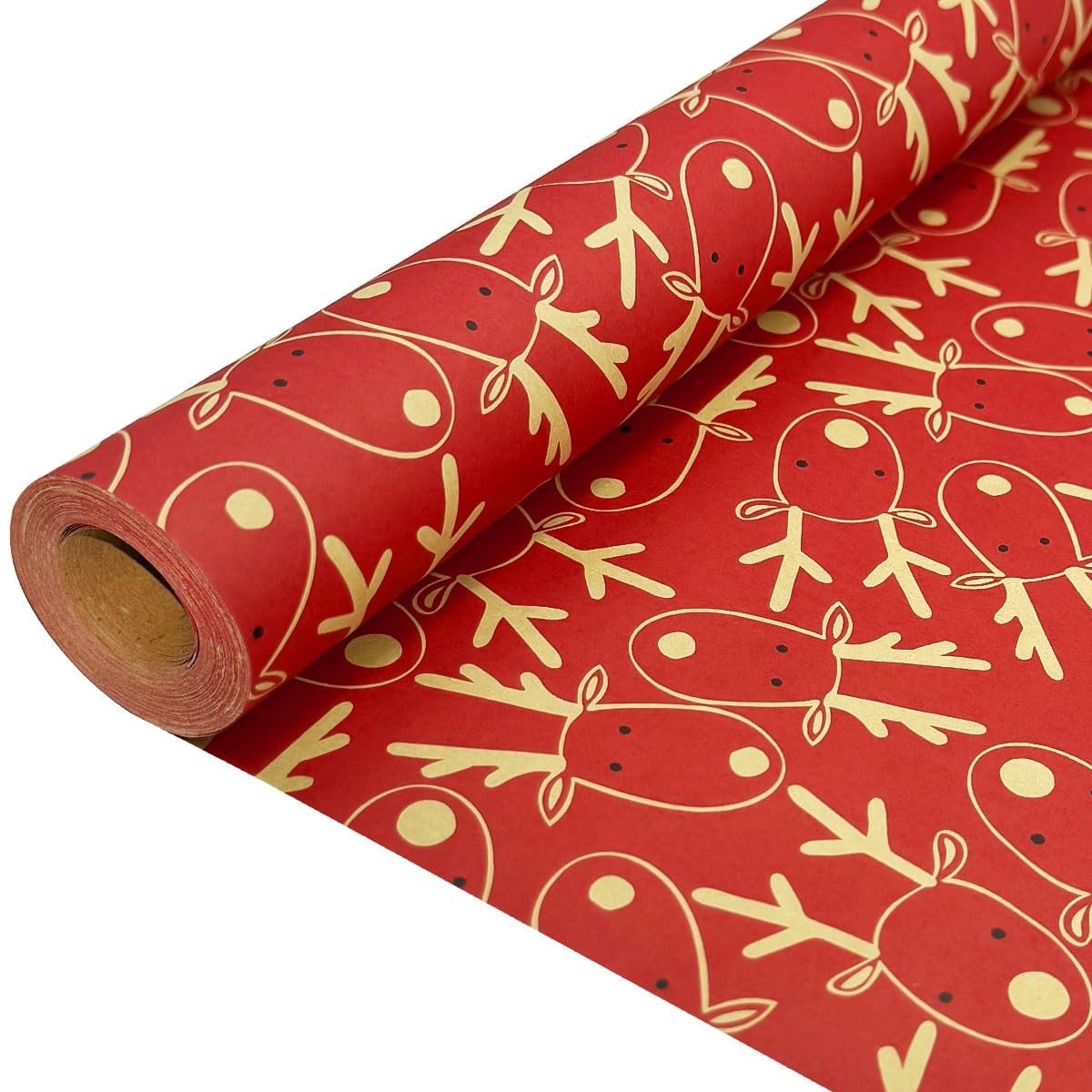 Solidchoice - Kerst Inpakpapier Rol 43cm x 15m met Elanden Patroon, Duurzaam en Recyclebaar