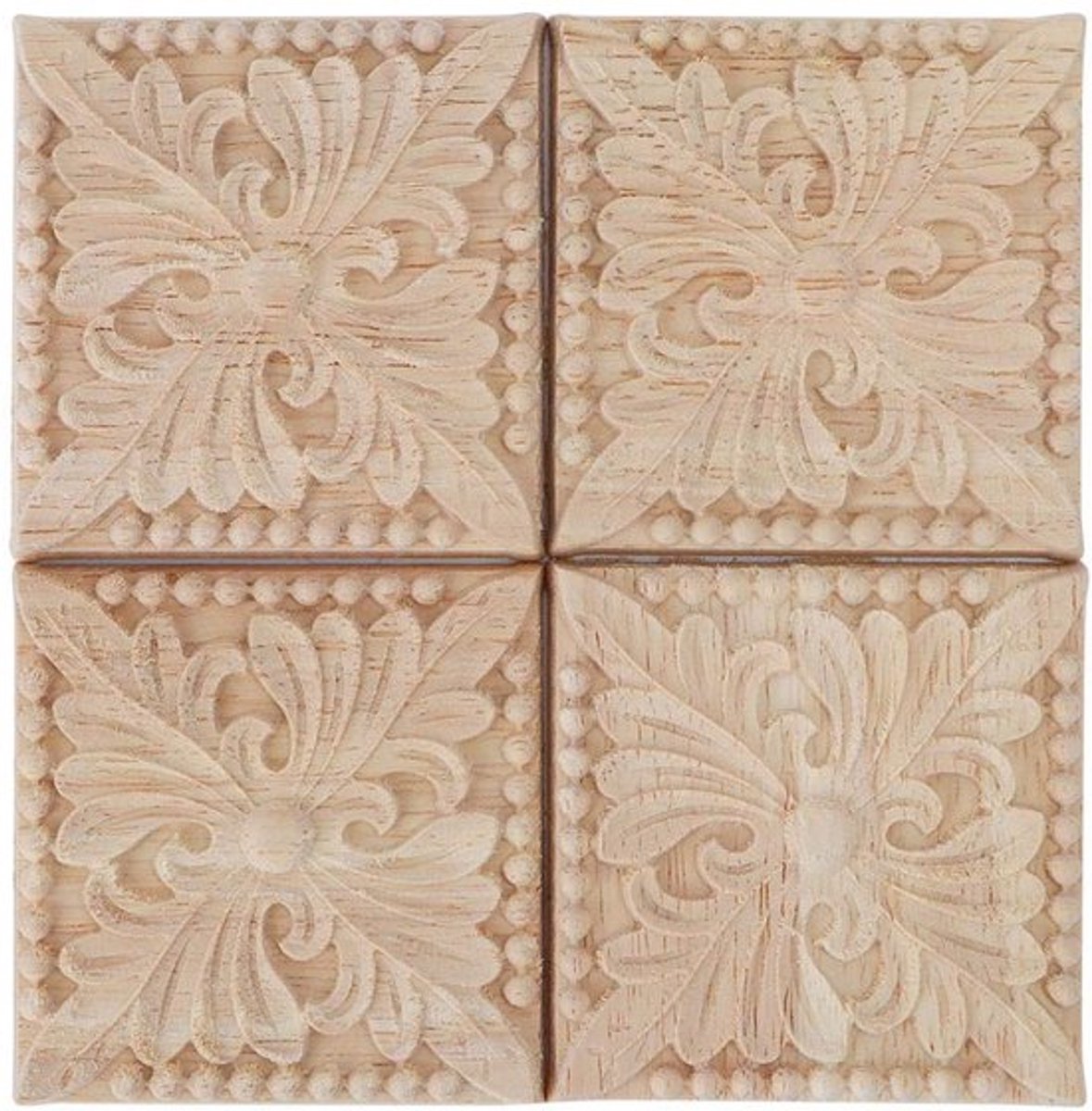 stuks gesneden ruitjesapplicaties, onbeschilderd, voor meubeldecoratie, natuurlijke houten applicaties, vierkante bloemsnijwerkstickers, decoratieve houten knutselwerkjes 6x6cm (2#)