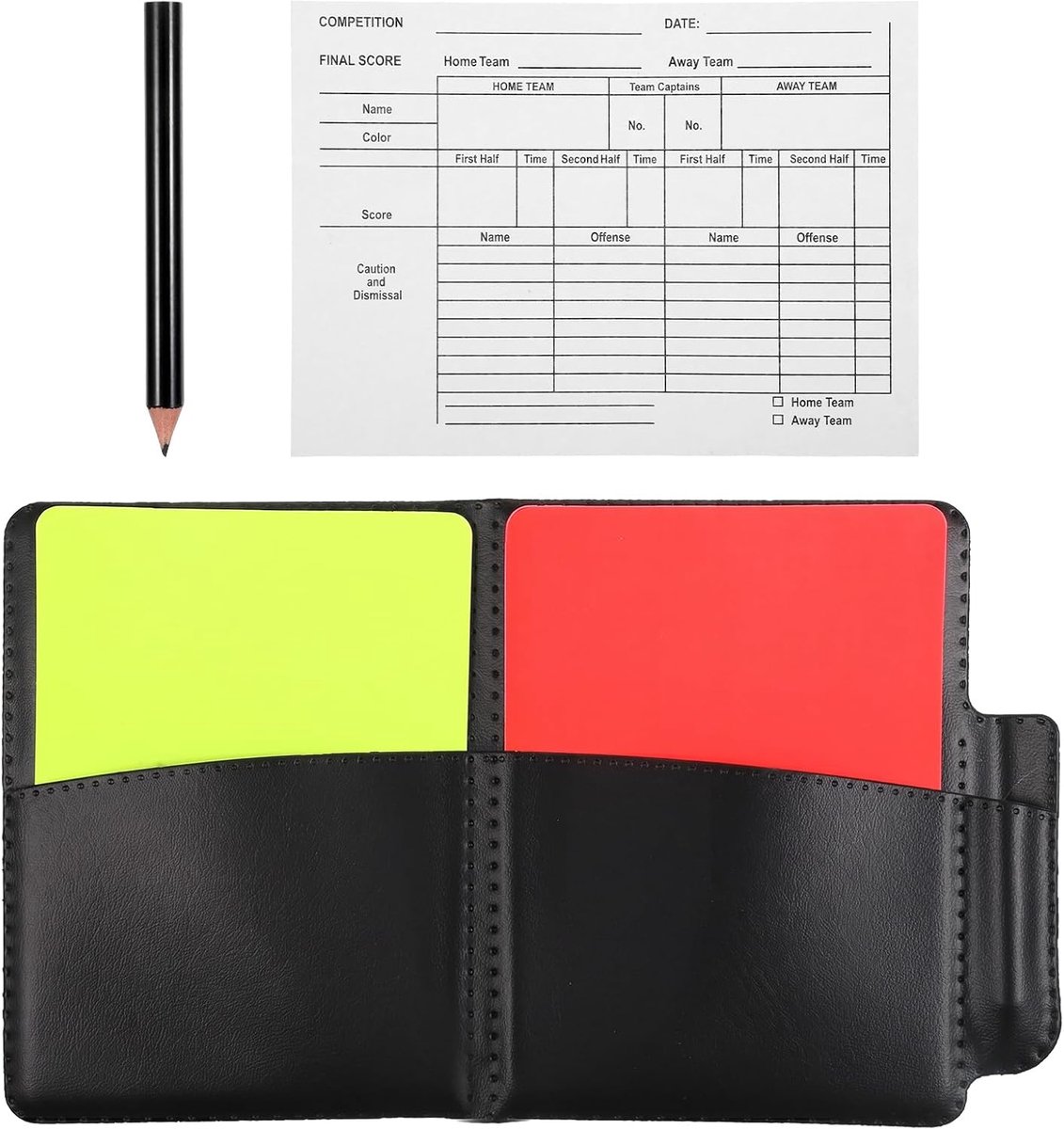 Scheidsrechtenset - Rood en geel - Leren etui - Ideaal voor sporttraining - ShopVlot