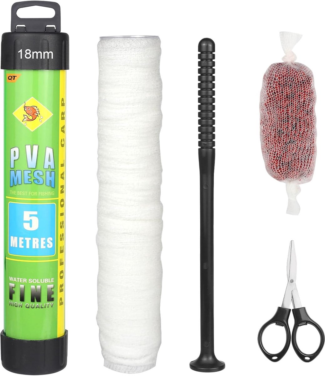 PVA Net Set 5m - 18mm, 25mm & 37mm - Inclusief Scharen, Trechter & Stamper - Ideaal voor Snelle Bait Loading - ShopVlot