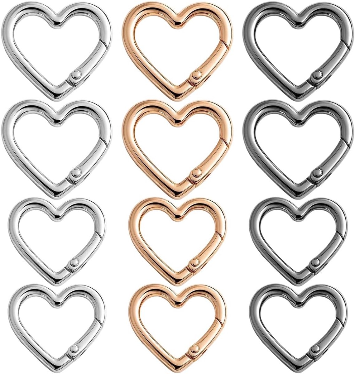 Carabiner haken set van 12 - hartvormig - zinc alloy - ideaal voor outdoor activiteiten - ShopVlot