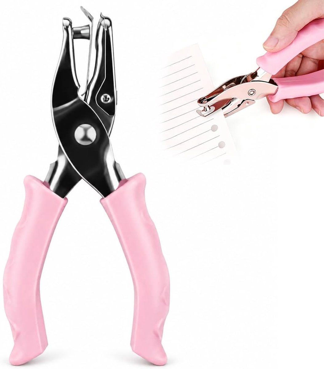 Perforator 6 mm - roze - krachtige bureauaccessoire - ideaal voor A4-papier - ShopVlot