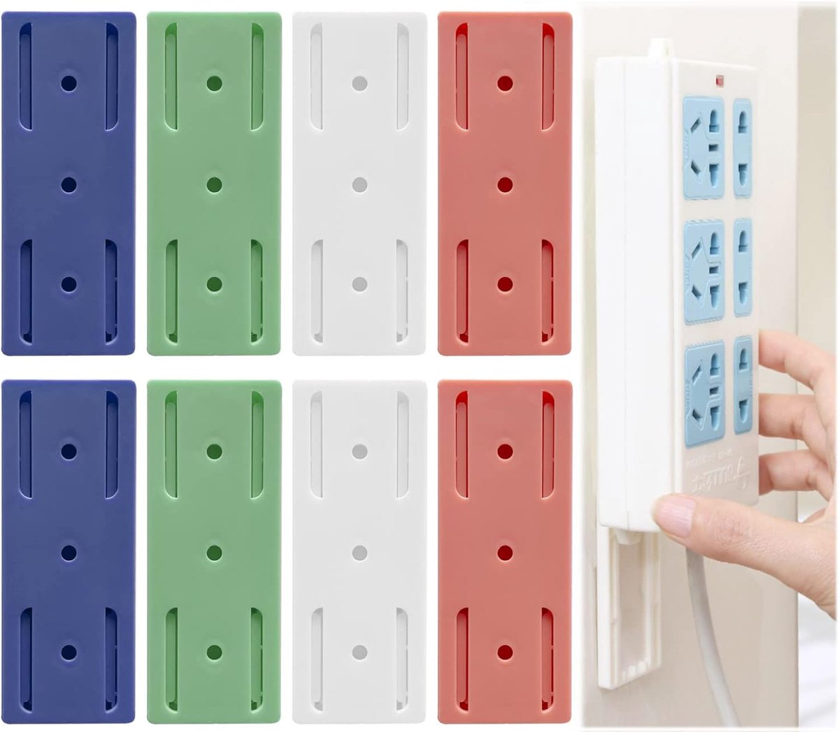 Powerstrip houder 8-pack - zelfklevend - wandmontage - voor kabelmanagement - ShopVlot