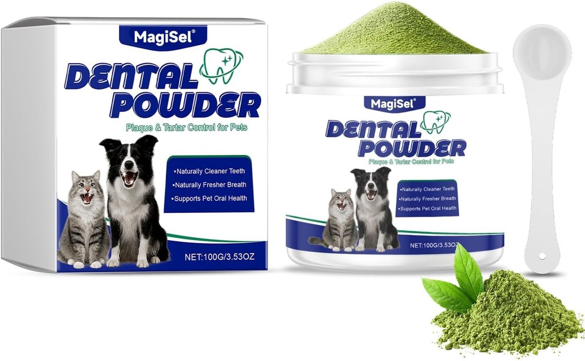 Tandverzorgingspoeder voor honden en katten - 100 g - natuurlijk - tegen slechte adem - ShopVlot