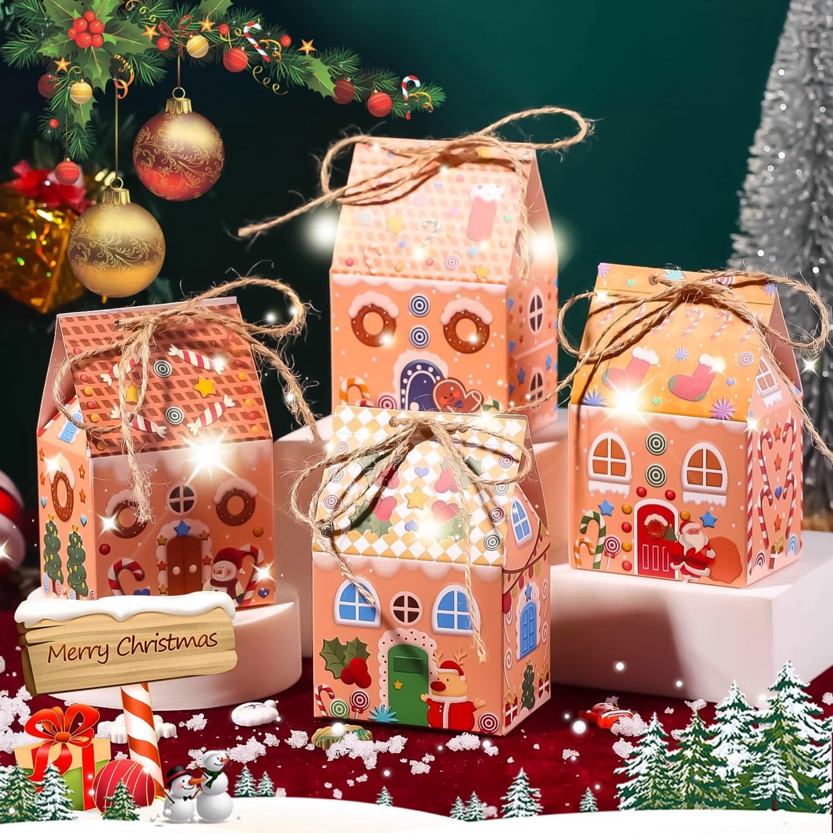 Adventskalender voor vullen - 24 DIY kersthuisjes - Jute koord - Creëer een sfeervolle kerst - ShopVlot