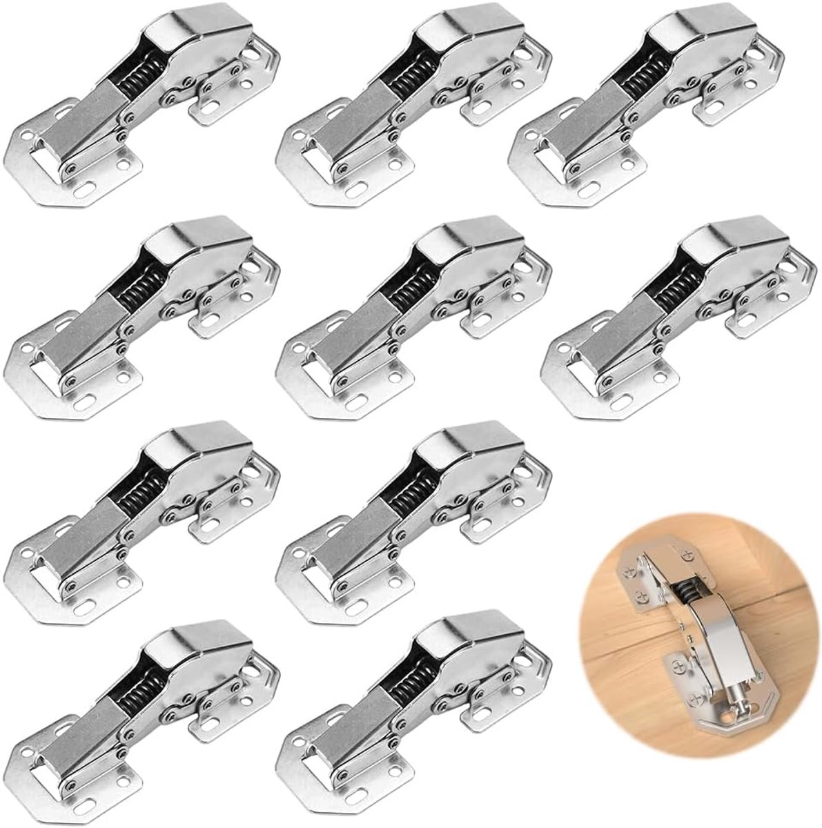 Stalen scharnieren 10cm - roestvrij staal - soft close technologie - ideale oplossing voor kastdeuren - ShopVlot