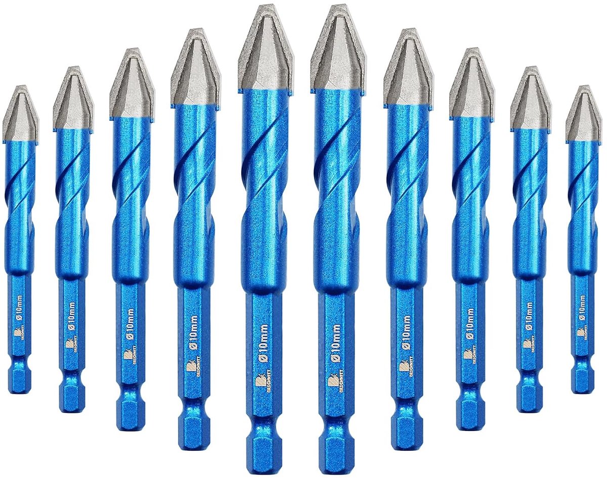 Boormachine boren 3/8 inch - 10 stuks - carbide-tipped - voor hard materiaal zoals glas en keramiek - ShopVlot