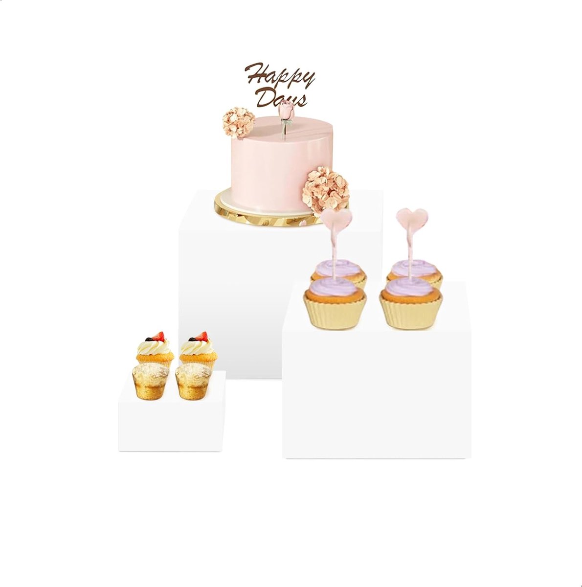 Cake standaards 3 stuks - acryl - diverse maten - perfecte presentatie voor taarten - ShopVlot