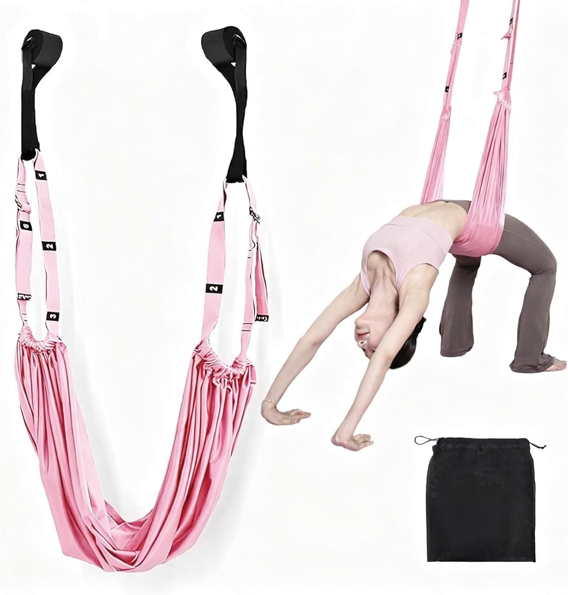 Luchtyoga-riem verstelbaar - roze - ademend materiaal - ideaal voor yoga en pilates - ShopVlot