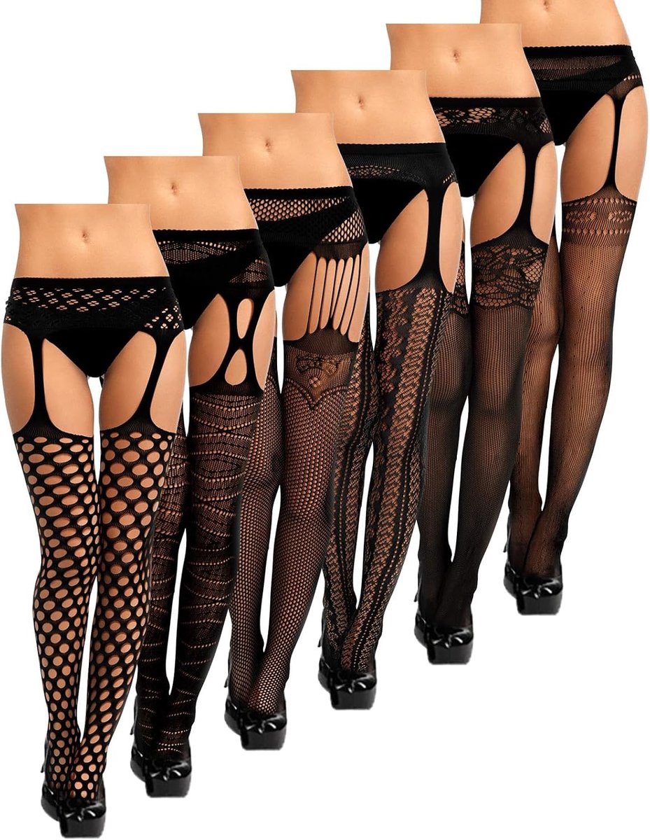 Sexy open tights - One size - kant en mesh - goede elasticiteit, makkelijk te dragen - ShopVlot