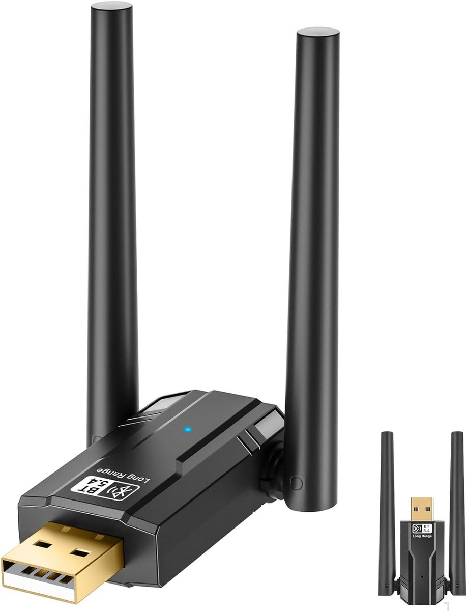 Bluetooth Receiver 150m - Bluetooth 5.4 USB Dongle - Dual Antennes - Geschikt voor pc en notebook - ShopVlot