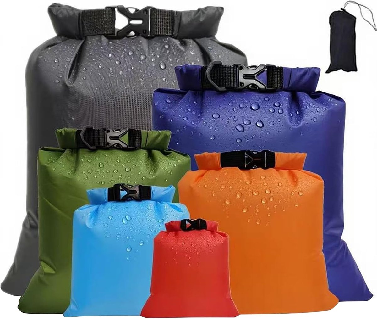 Waterdichte droogzakken 6 stuks - ultralicht - verschillende capaciteiten - ideaal voor snorkelen en kamperen - ShopVlot