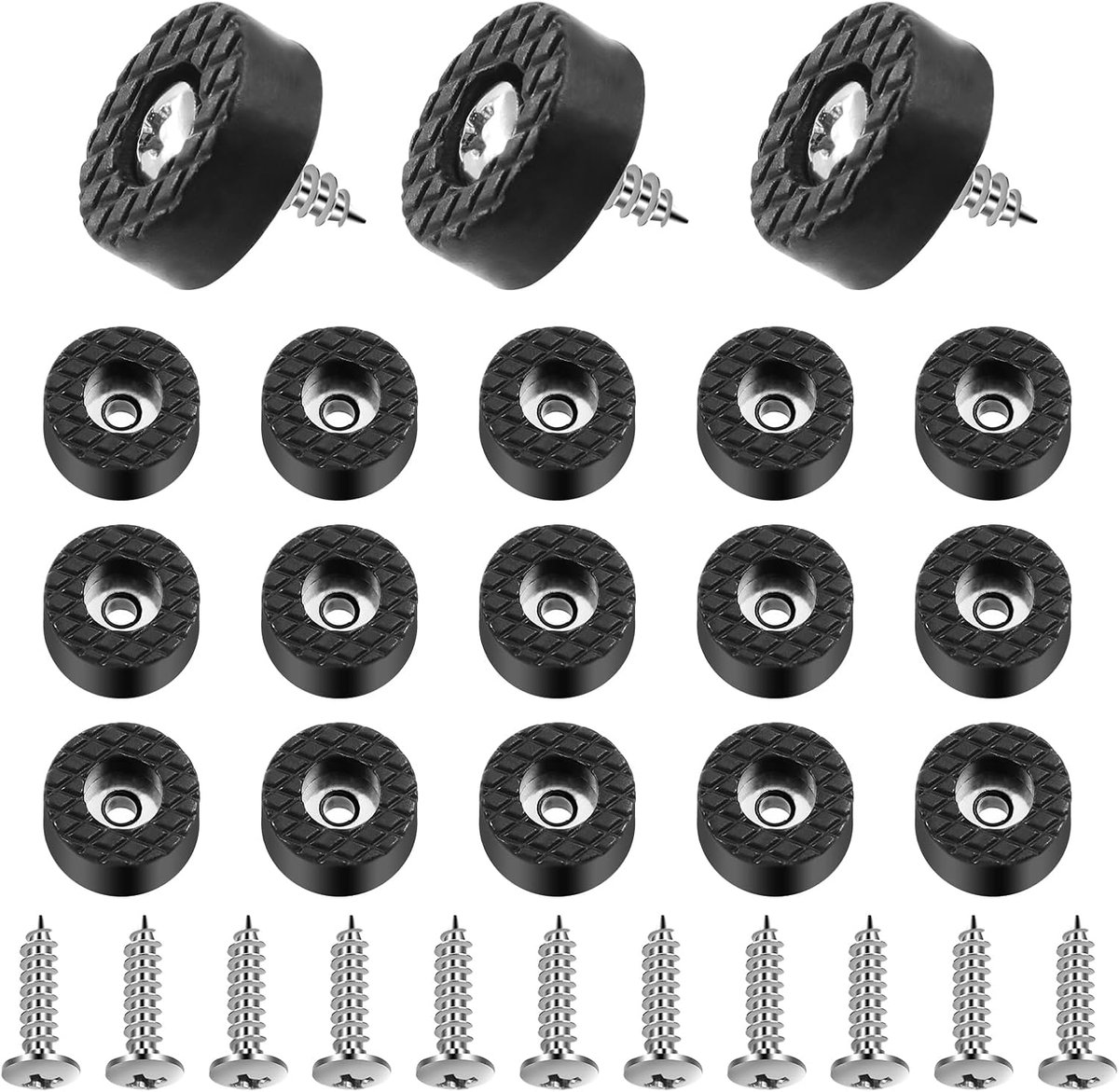 Rubberen voetdoppen met schroeven - rond 18mm - zwart - anti-slip en krasbescherming voor meubels - ShopVlot