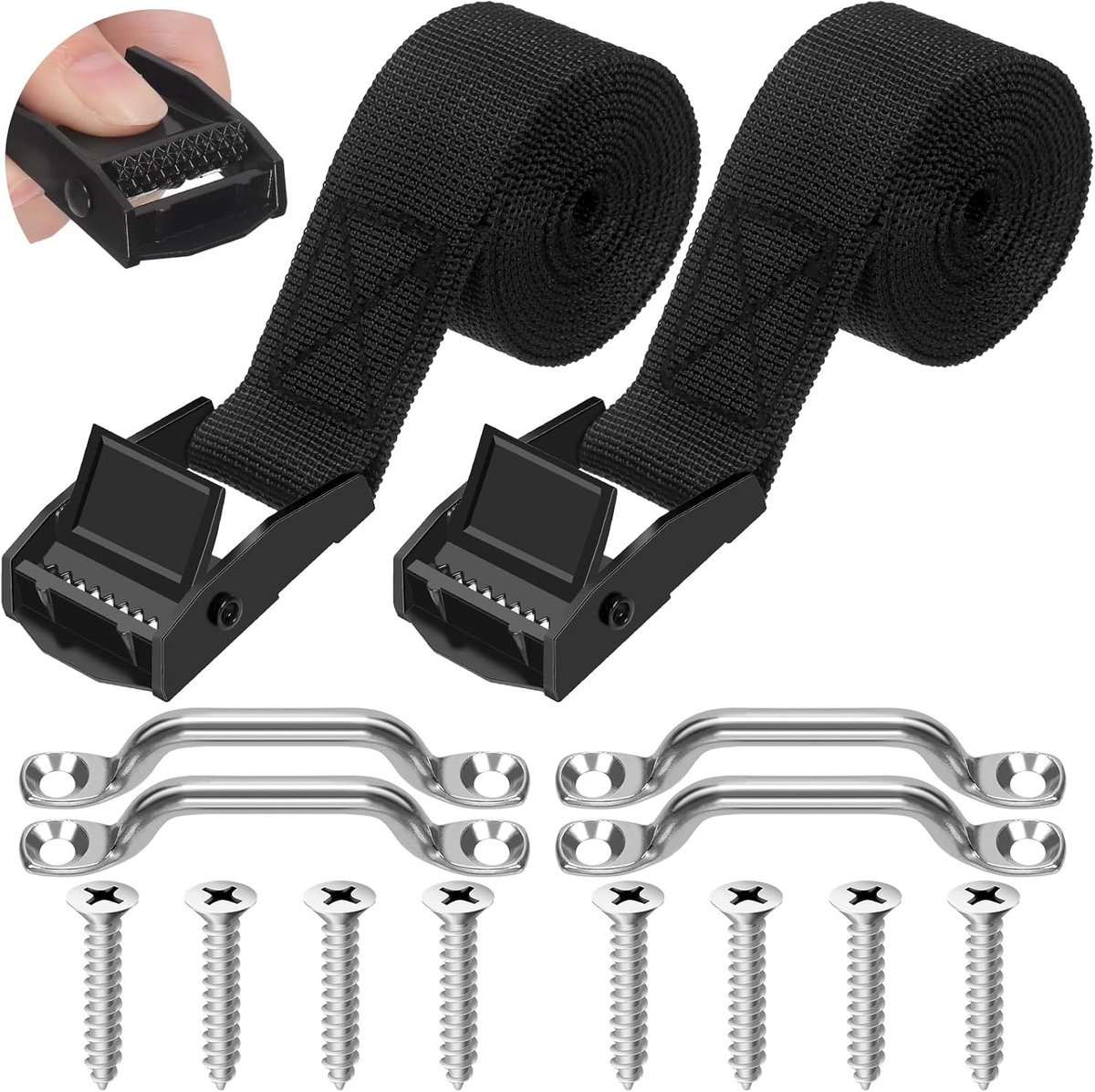 Veiligheidsriem 2,5 x 123 cm - Nylon met cam buckle - Sterke bevestiging - Ideaal voor boten en voertuigen - ShopVlot