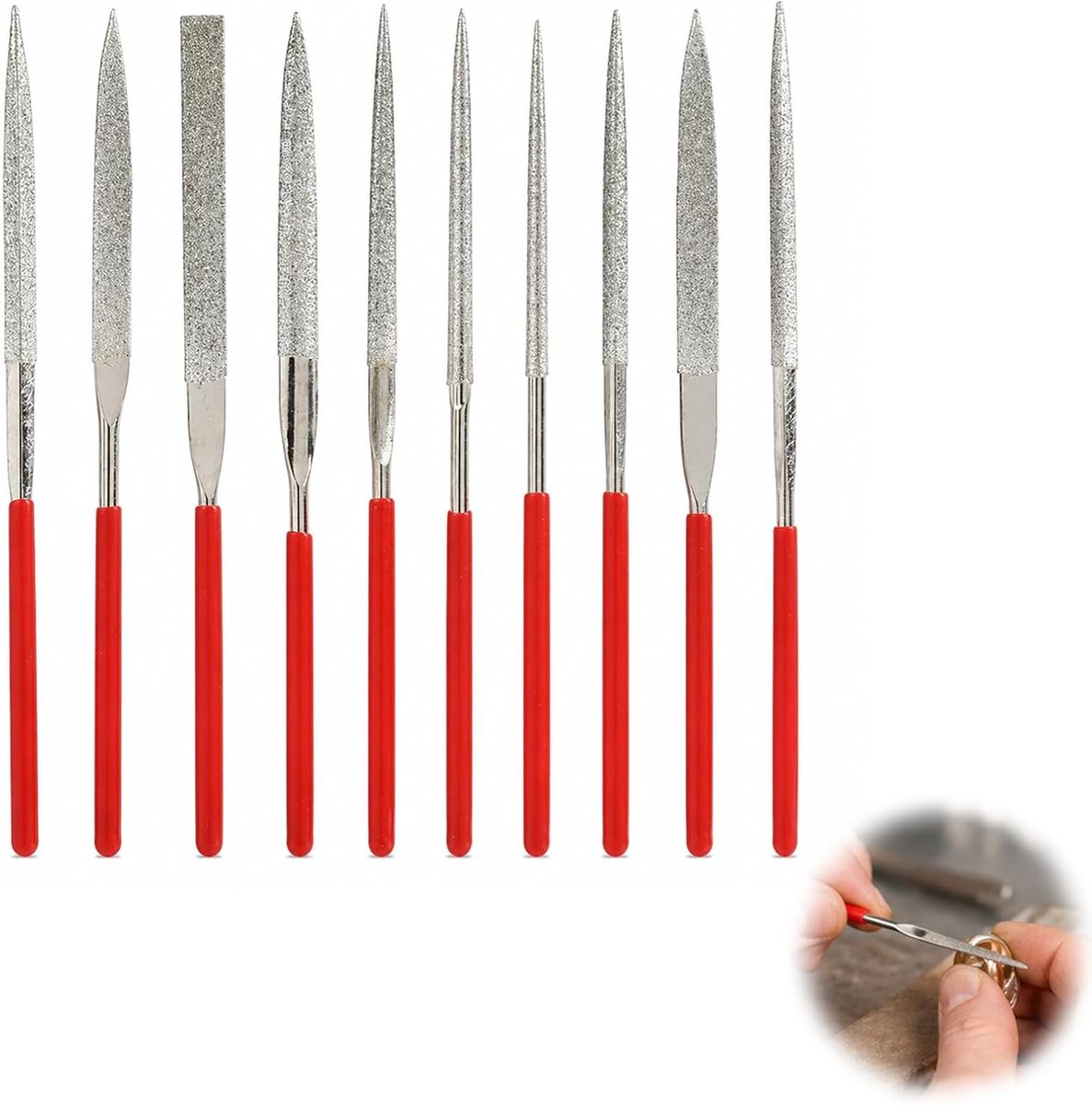 mini-diamant-naaldvijlen 10 stuks - metalen vijlen - 100 mm lengte - ideaal voor modelbouw en houtbewerking - ShopVlot