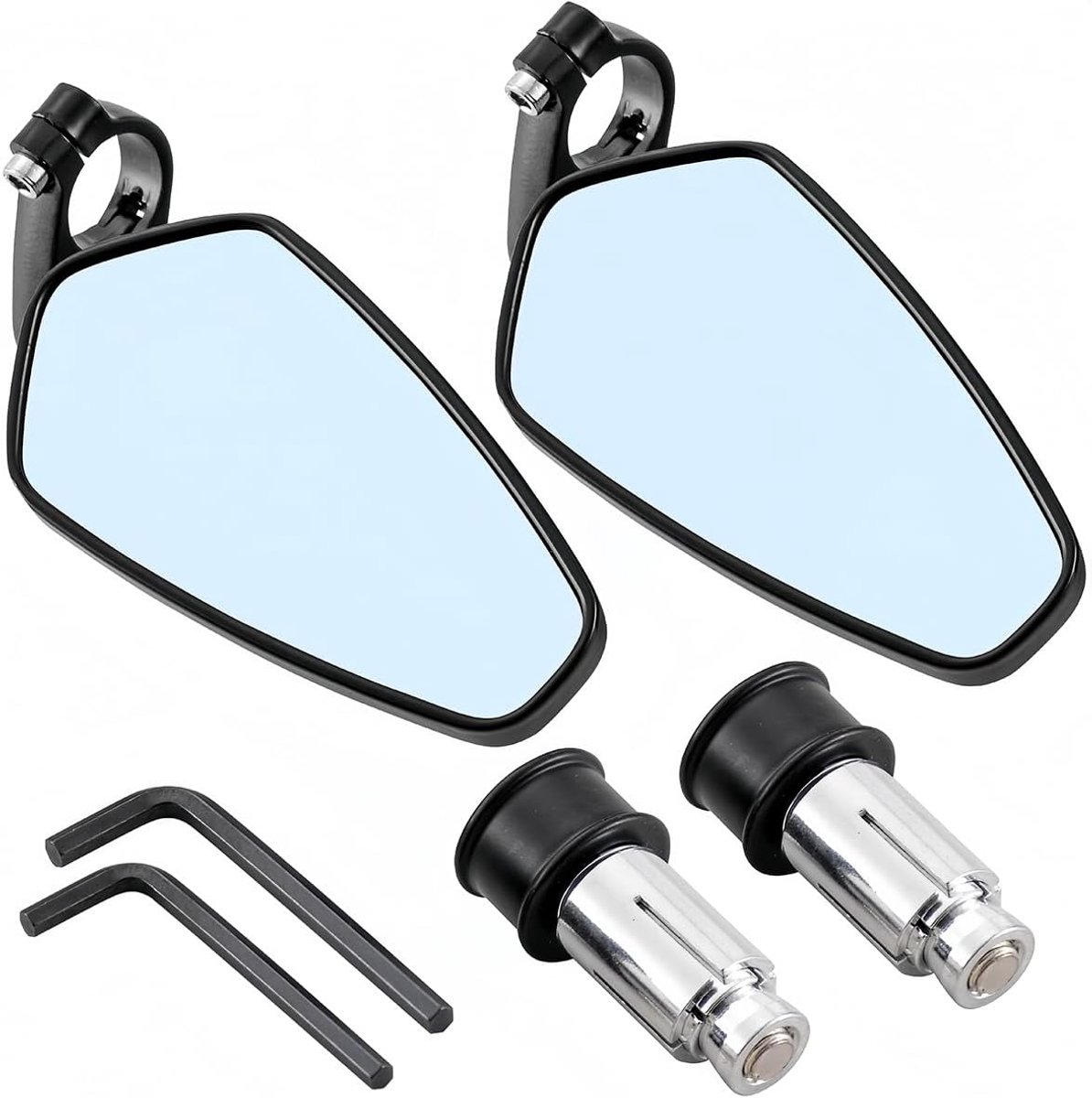 Motorstuureindspiegels 22 mm - CNC-gefreesd aluminium - ontspiegelende lenzen - voorkomt verblinding - ShopVlot