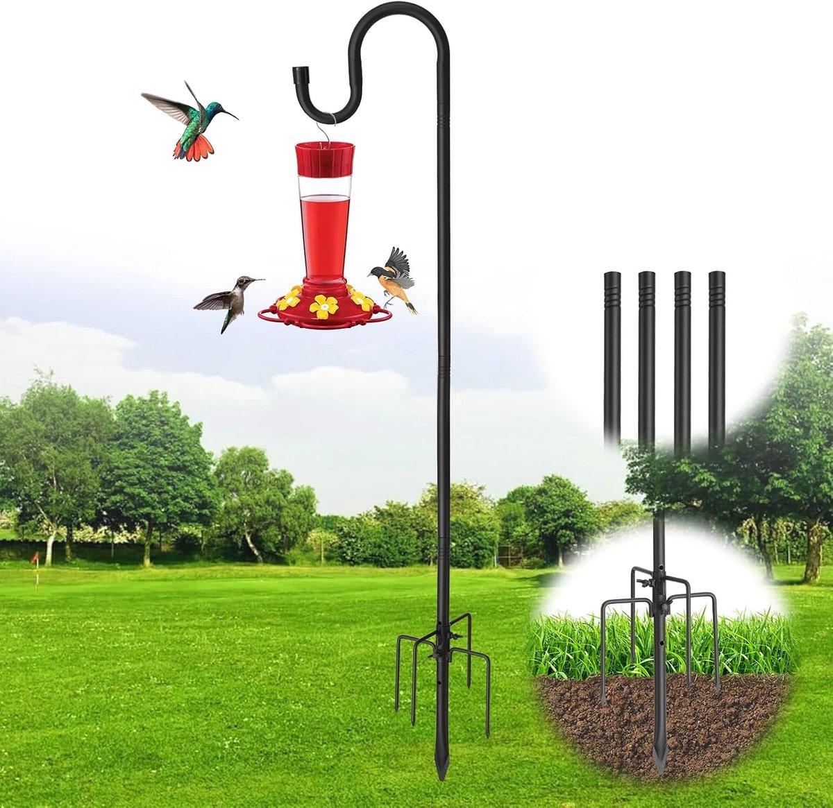 Herdershaak 155 cm - zwart - 20 mm stevig - ideaal voor vogelhuisje - ShopVlot