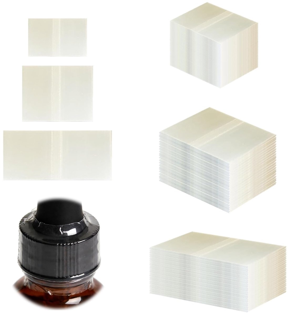 Perforated shrink film 1200 stuks - 35x25mm, 45x40mm, 69x35mm - transparant PVC - perfecte flesafdichting - ShopVlot