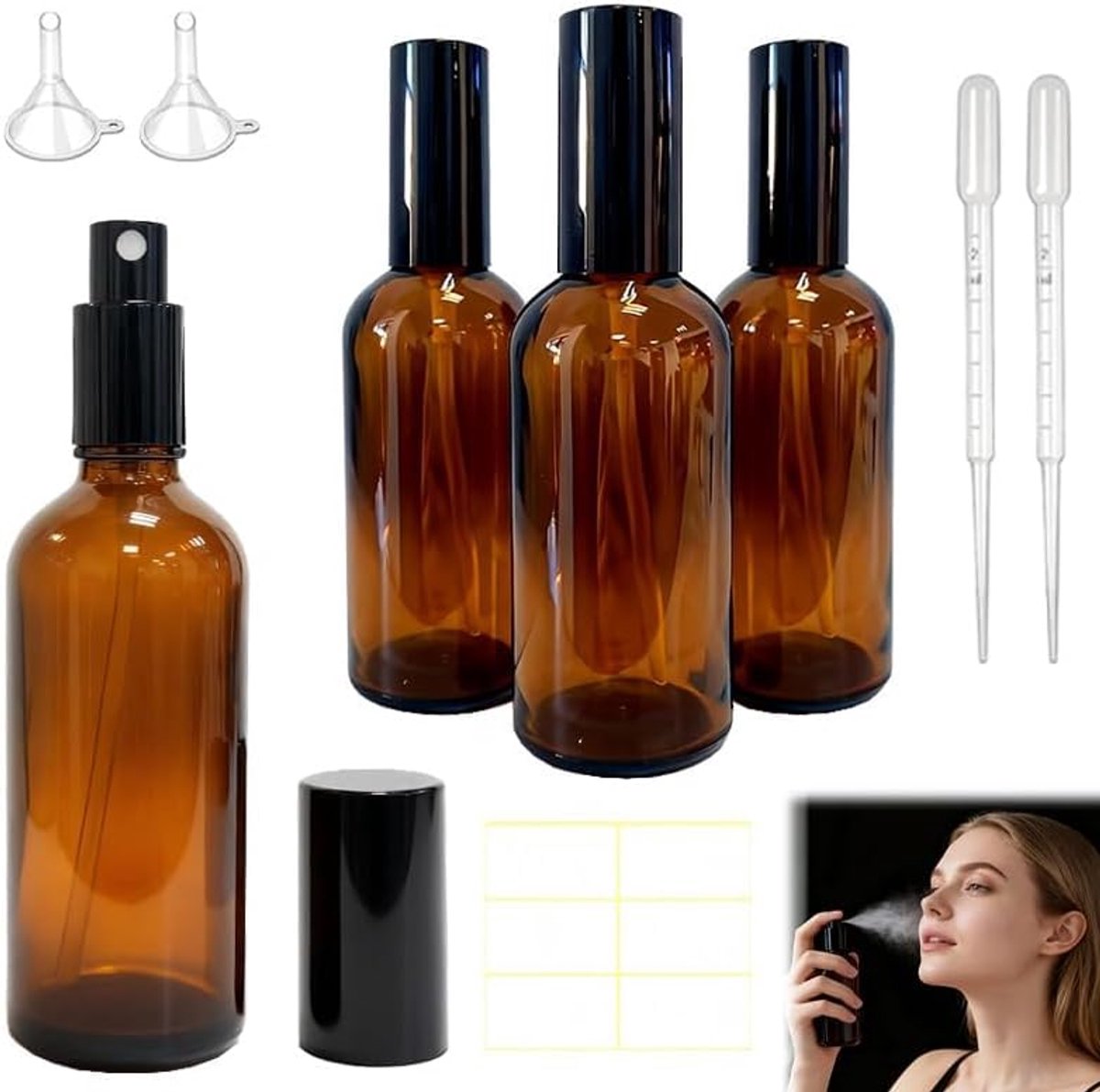 Sprayfles 100 ml - Amber Glas - UV-bescherming - Ideaal voor essentiële oliën - ShopVlot