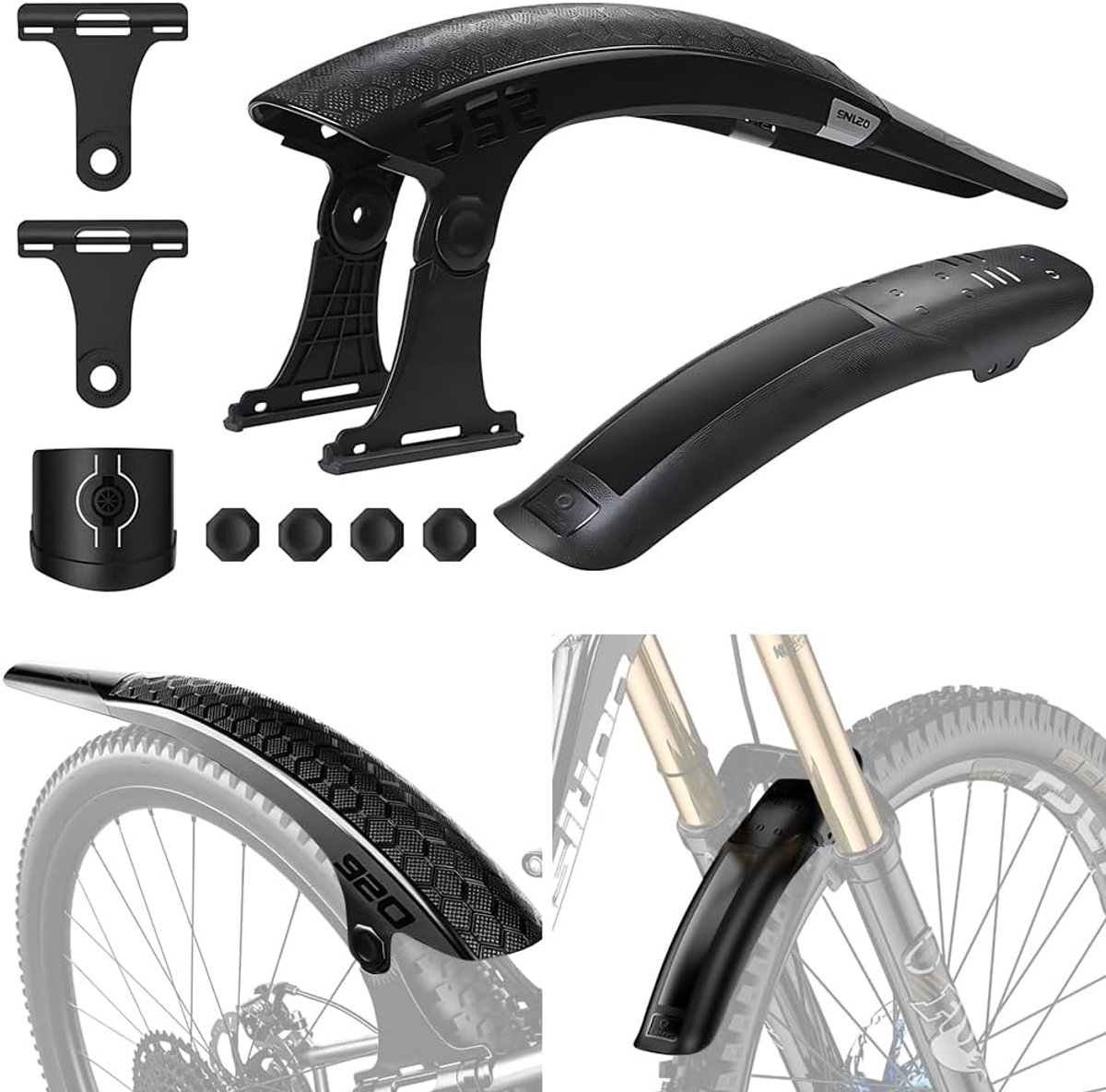 Spatbordset voor mountainbike 24-29 inch - afneembaar design - montage zonder boren - bescherming tegen modder - ShopVlot