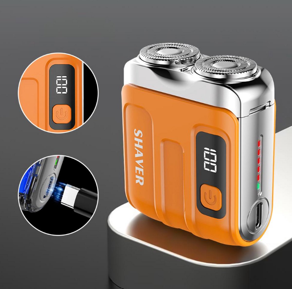 Mini Elektrisch scheerapparaat R18 USB-C Oplaadbaar- Draadloos- Compact- Dubbele Scheerkop