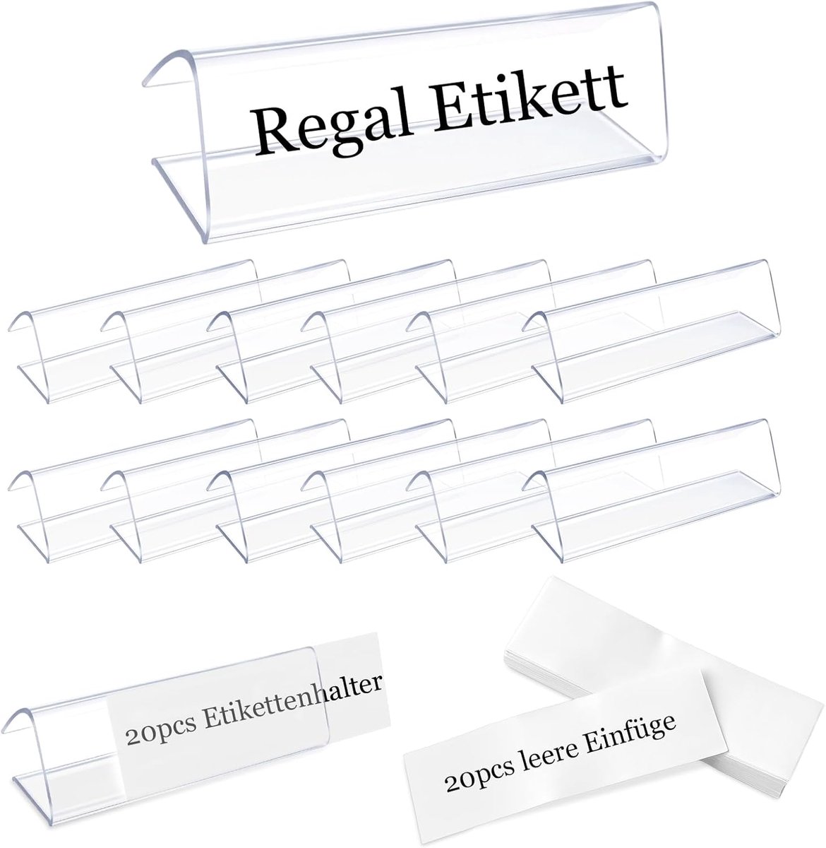 Labelhouders set van 20 - transparant kunststof - geschikt voor 75 x 25mm - ideaal voor winkelorganisatie - ShopVlot