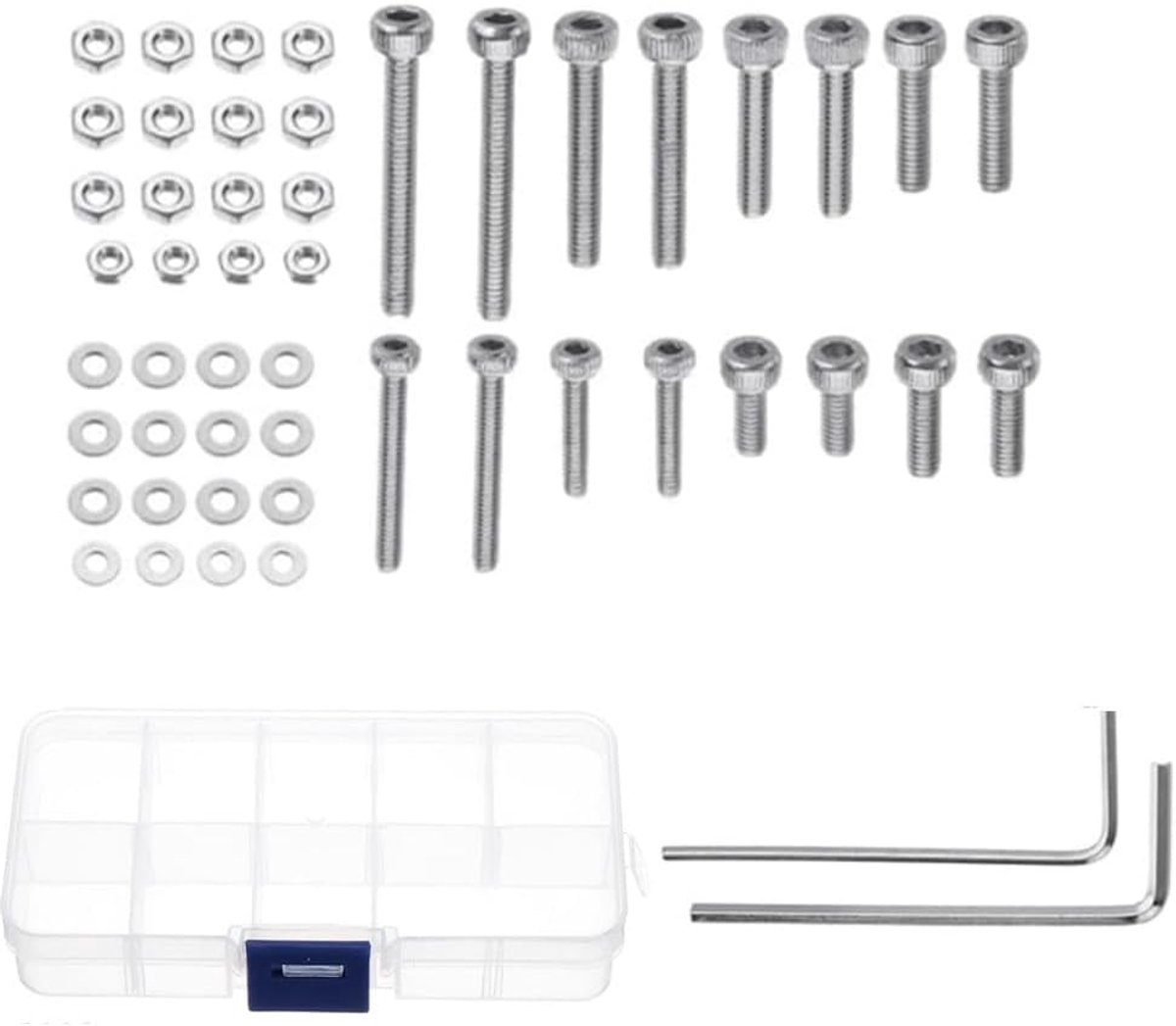 SnelShoppen - 50 Stuks Cartridge Bevestigingsschroeven, Universele Draaitafel Headshell Cartridge Montage Kit, Hoofdschalen Hexaanknop Set, RVS Schroe