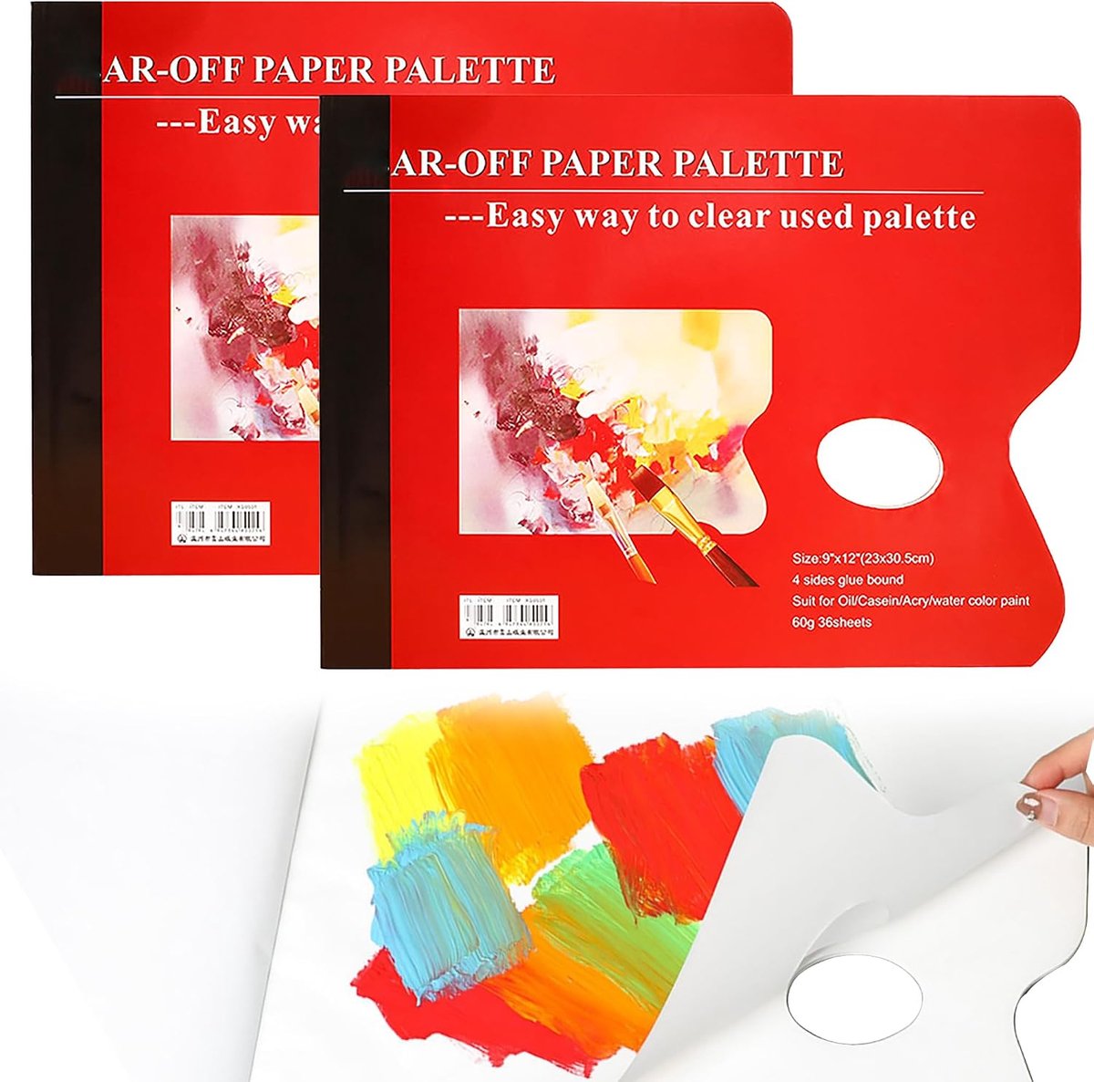 Palettepapier 9x12 inch - 36 vellen - met duimopening - ideaal voor verftechnieken - ShopVlot