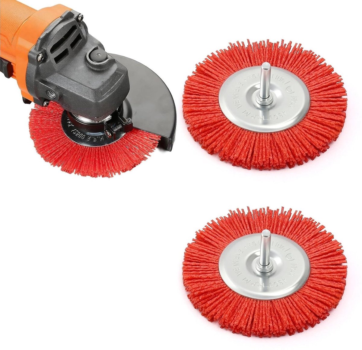 Nylon borstel voor haakse slijper 100 mm - 2 stuks - rode schijfborstel - voor het verwijderen van roest en verf - ShopVlot