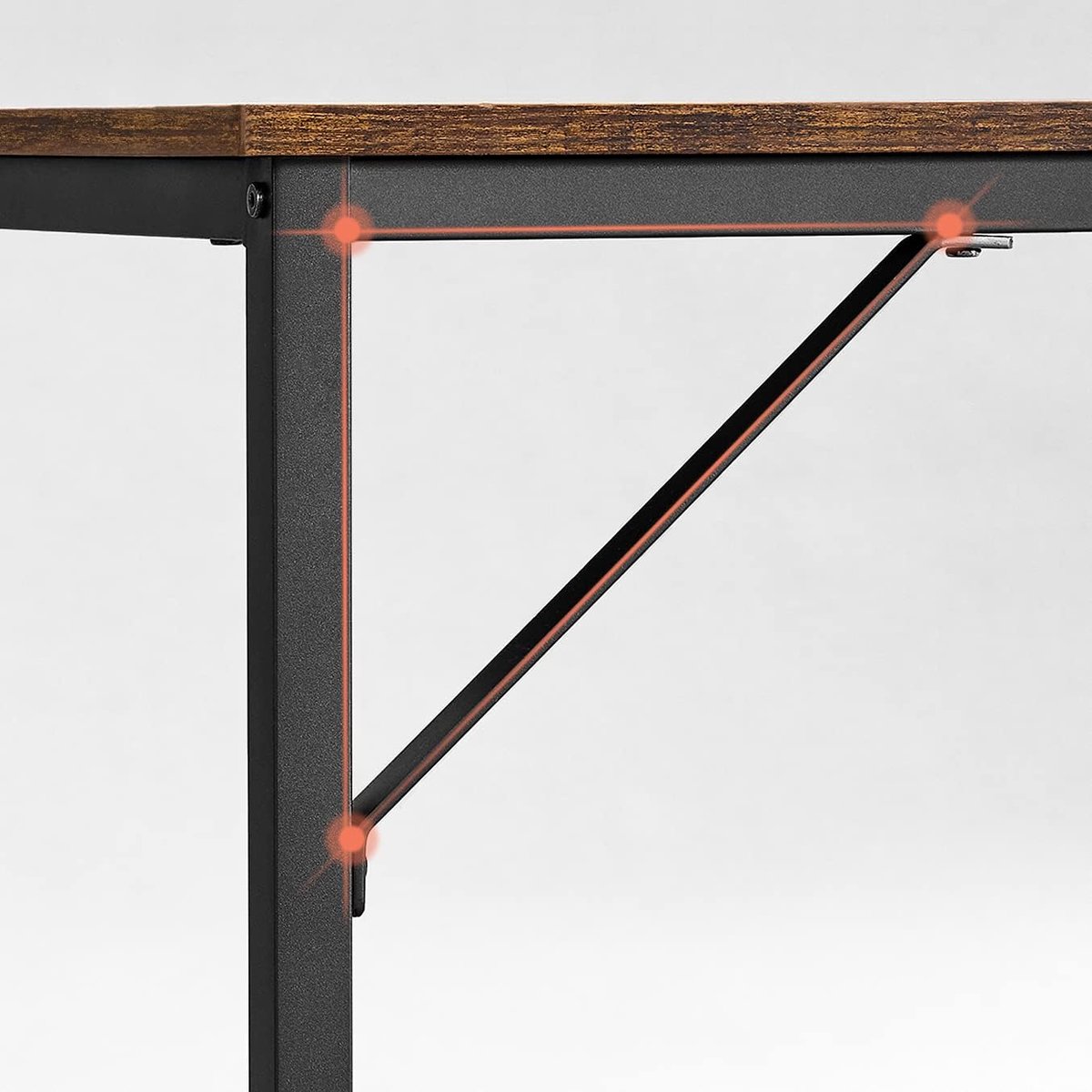 Computerbureau - Schrijftafel Werktafel - Thuiswerken Studeren - Stabiel Metalen Frame - 135 x 60 cm - Rustiek bruin Zwart thumbnail 6