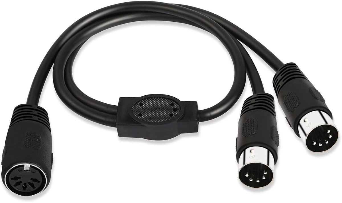 GINTOOYUN MIDI Splitter Y Adapter Cable, 49.5 cm, DIN-5 Pin Plug for Mixers, Keyboards, E-Pianos - ShopVlot