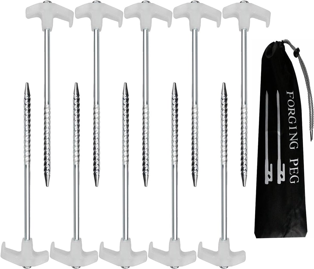 10Pcs 25 Tent Stakes with Nail Organizer Galvanized Steel Pop Up Tent Stakes Pegs with Fluorescent Stopper for - ShopVlot
