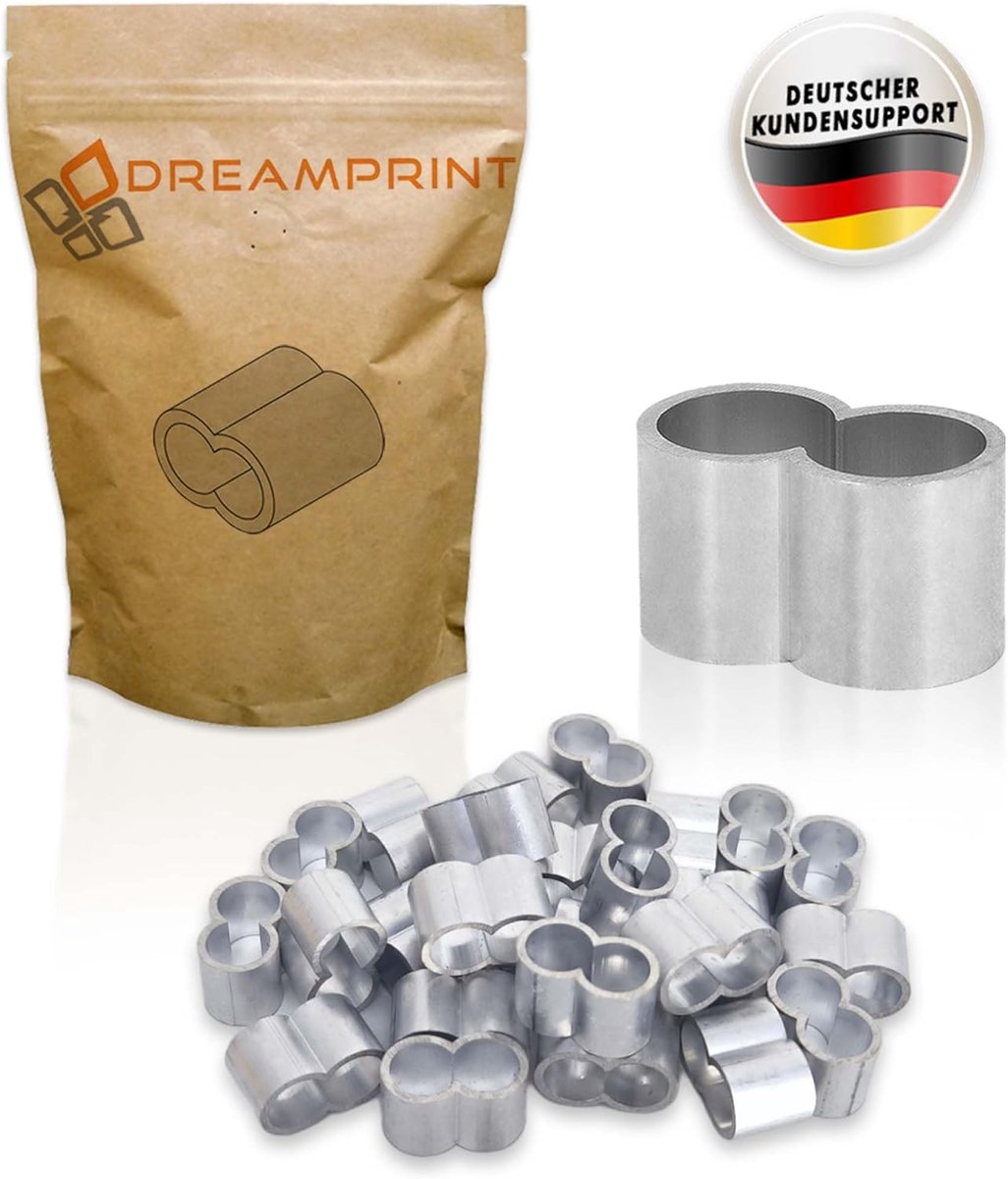 Dreamprint 10 x Cable Clips, Set of 4 mm Press Clamps, Strangle Clamp, Rope Clamps, Cable Connectors with Double - ShopVlot