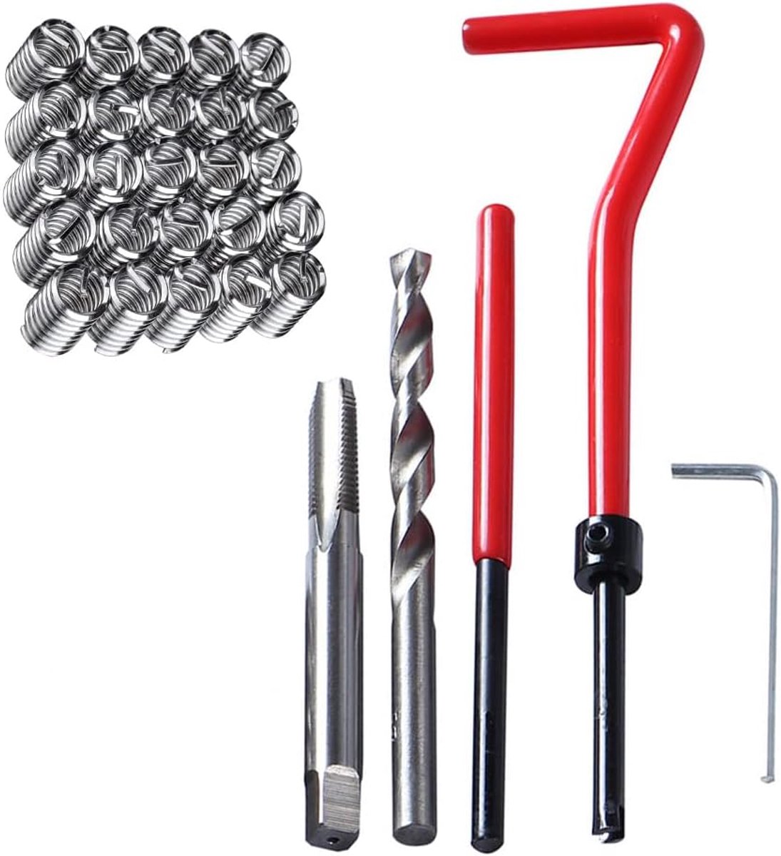 30pcs Threaded Repair Kit M6 x 1mm Thread Insert Metric Striped Thread Repair Drill Tap Hand Tools Kit Helicoil Insert - ShopVlot