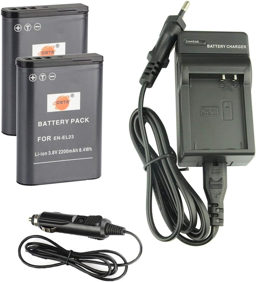 DSTE® 2 Pcs Replacement Battery Dc152e Travel Charger Set, Compatible with Nikon EN-EL23 Coolpix P600 Coolpix S810°C - ShopVlot