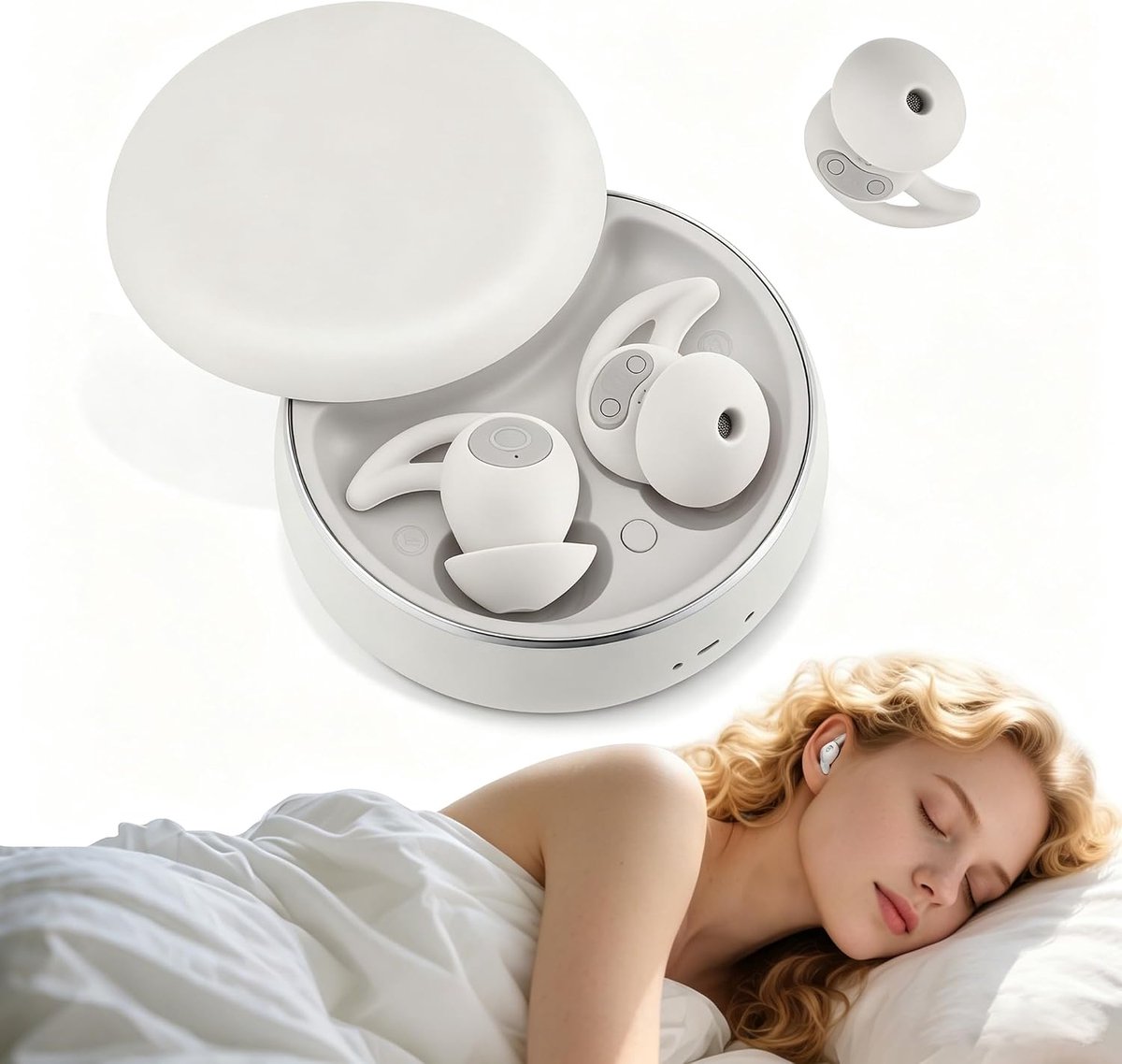 Sleep Headphones, Side Sleeper, Noise Cancellation, Bluetooth Headphones, 28 dB Mini for Sleeping, Invisible In-Ear - ShopVlot