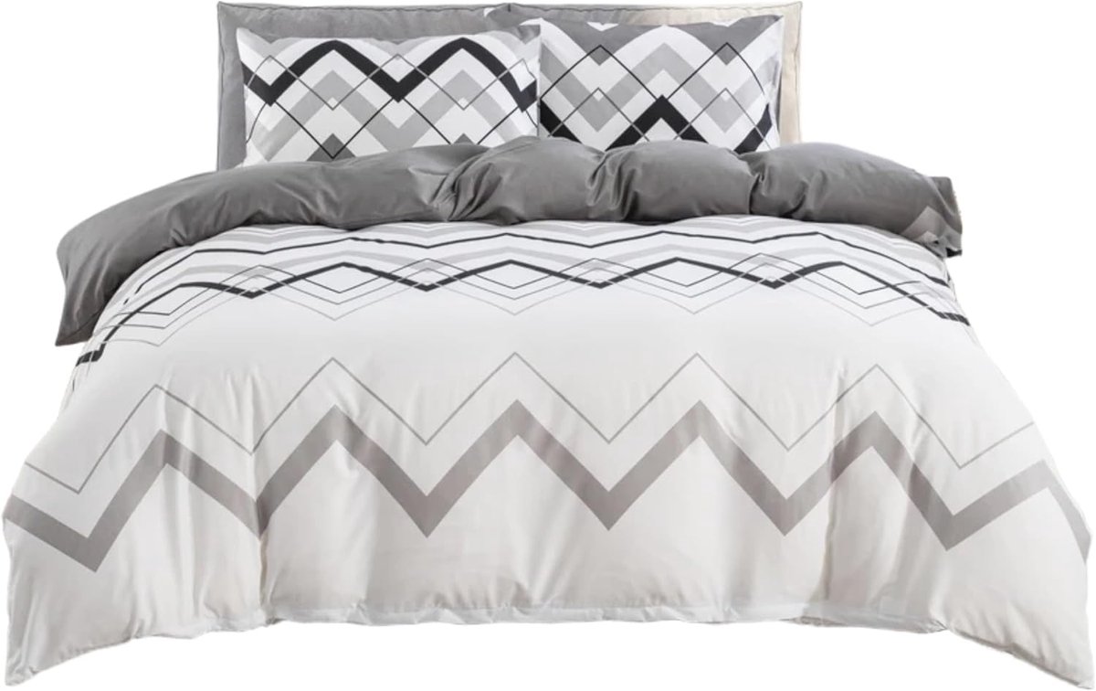Dekbedovertrek 155 x 220 cm en 1 kussensloop 50 x 80 cm, beddengoedset van geborsteld polyester, machinewasbaar - ShopVlot