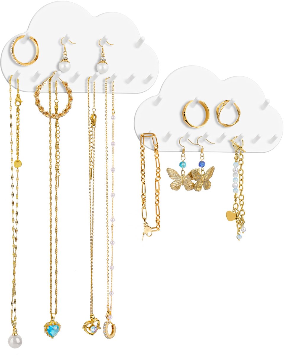 NiHome 2 stuks hangende sieradenorganizers (Cloud) - ShopVlot