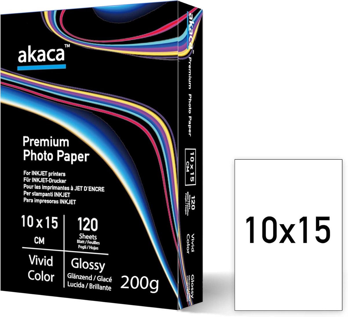 akaca Premium Glossy Photo Paper, 10 x 15 cm, 200 g, for all inkjet printers - ShopVlot