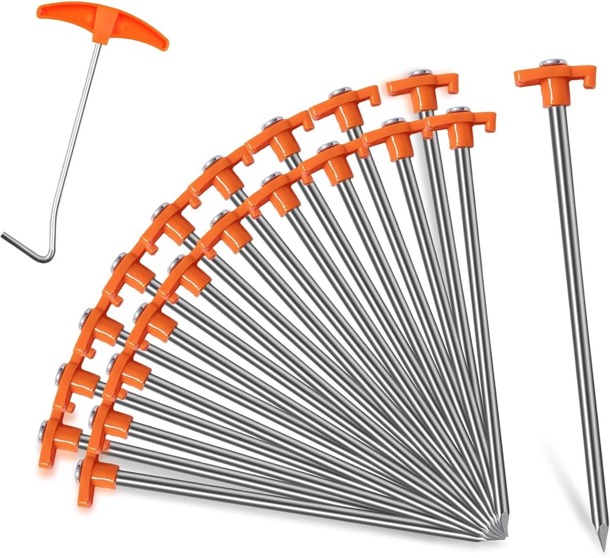 Set of 20 Metal Pegs, Heavy Duty Camping Pegs, Canopy and Hard Ground Pegs, Heavy Duty Tent Pegs for Hard Ground - ShopVlot