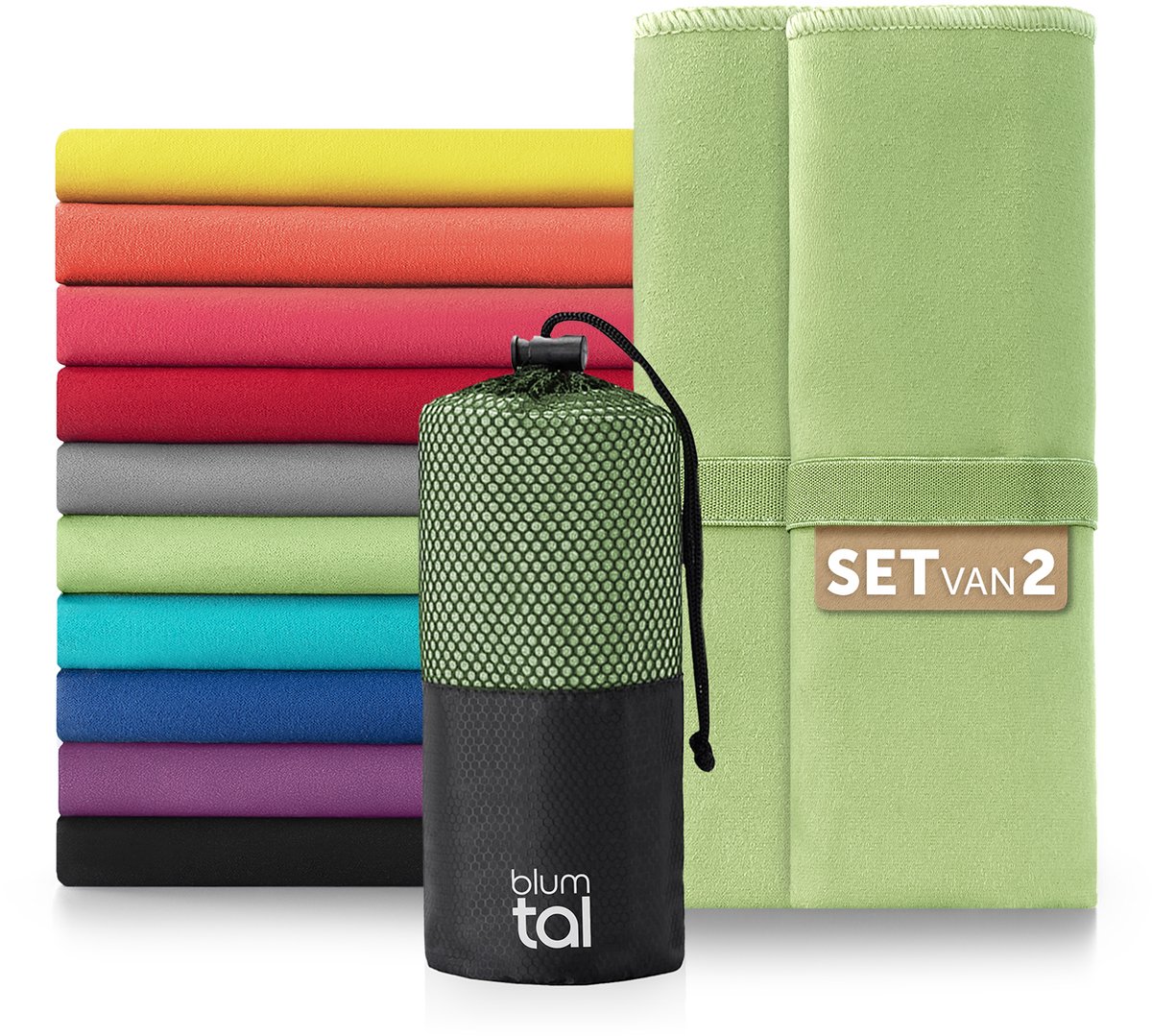 Blumtal Sporthanddoeken Set - Microvezel - 80x40cm - Groen - 2 Stuks