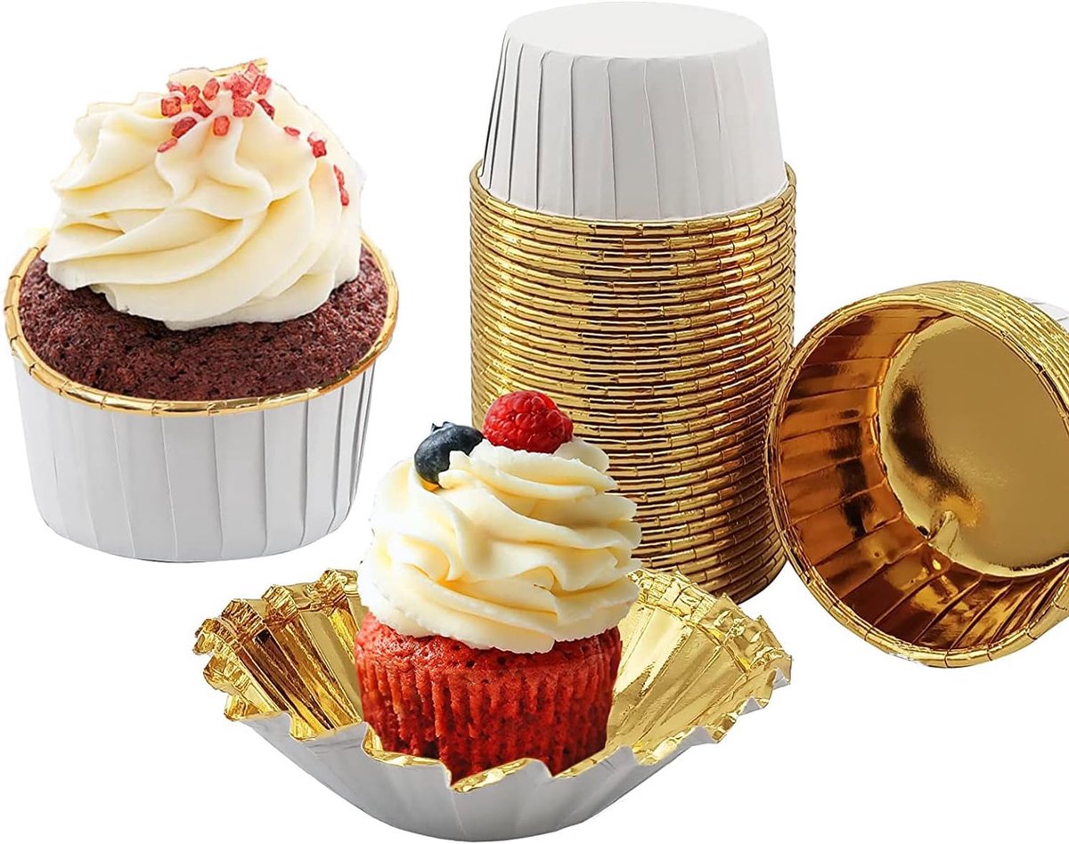 50 Pieces Paper Cupcake Moulds Small Paper Muffin Moulds White Cupcake Moulds Paper Cupcake Moulds for Cupcakes - ShopVlot