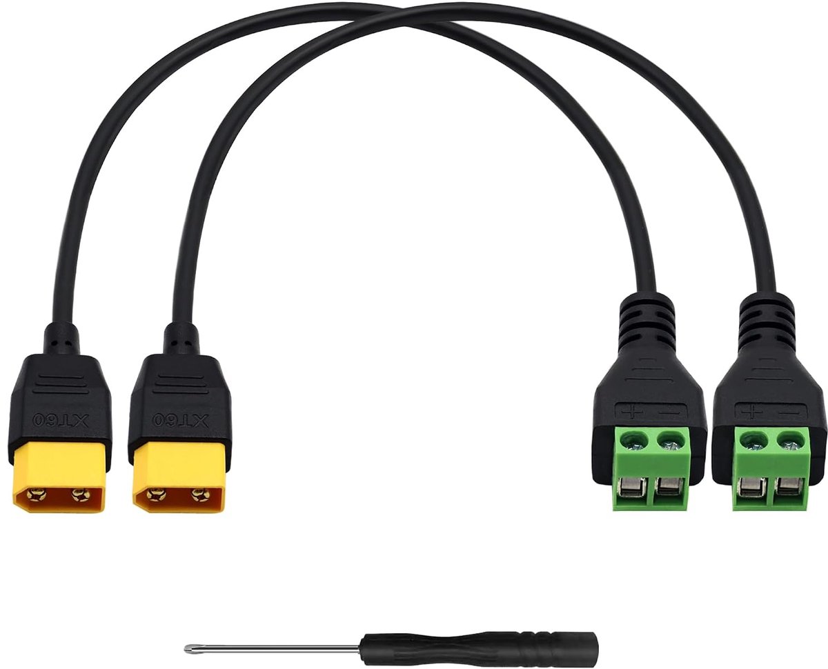 XT60 Oplaadkabel,XT60 Mannelijk-tot-2-Pin Schroefterminal DIY Lasvrije Kabel.Geschikt voor Draagbare - ShopVlot