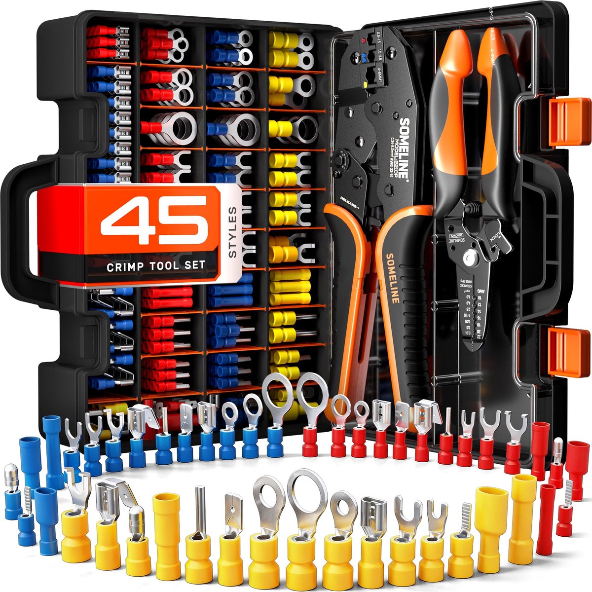 Kabelschoen Krimptang Set - 39 Delige Kabelschoen Assortiment 0,34-6mm² - Adereindhulstang met Kabelhulzen voor Elektrische Verbindingen