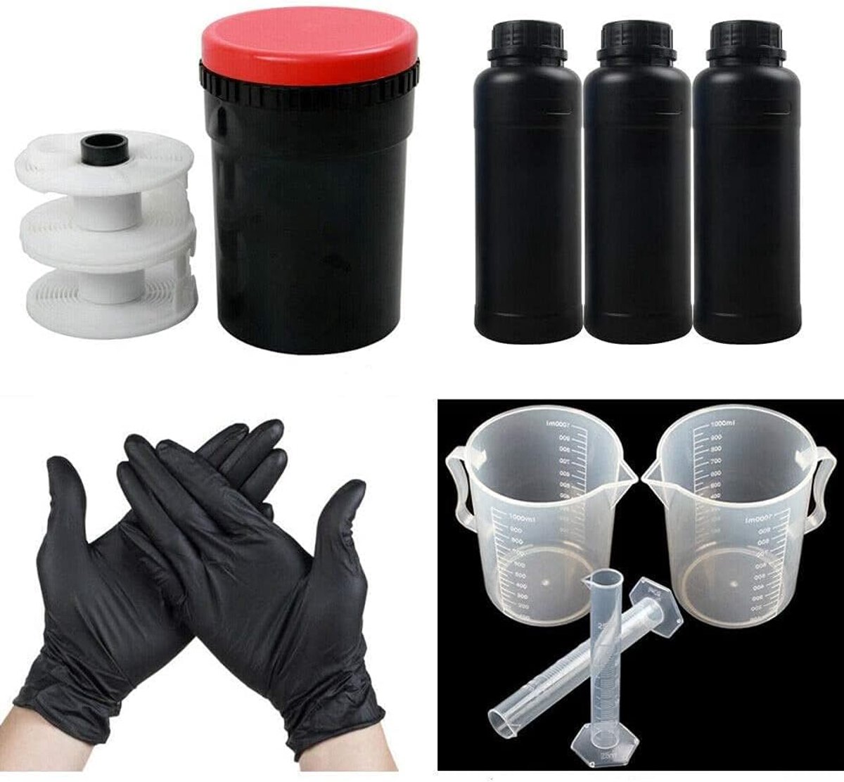 120 135 B&W Film Darkroom Kit Development Device Processing Tool Development Tank with Spiral Coil Chemical Bottle - ShopVlot