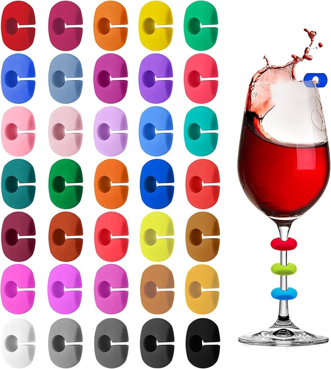 Glass Markers Glass Marker Drinking Glass 36 Pieces Reusable Drinking Glass Markers for Wine, Juice and Cocktails - ShopVlot
