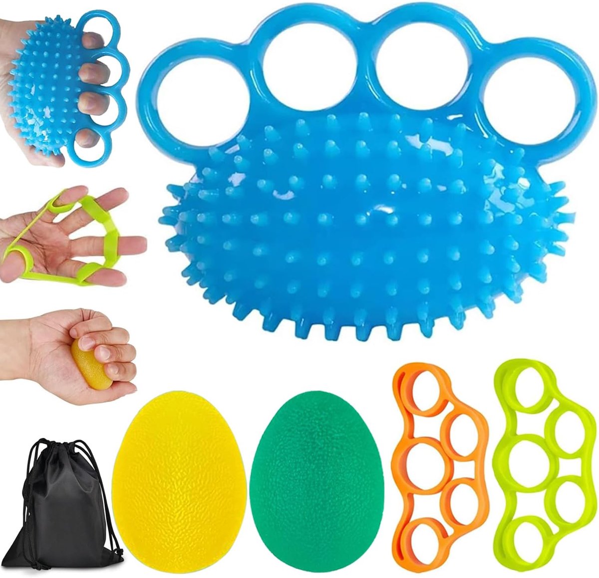 5 stuks vingertrainers, handtrainerbal, handoefenballen, vingertherapie, knijpballen, artritis, egelbal, zachte - ShopVlot